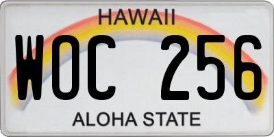 HI license plate WOC256