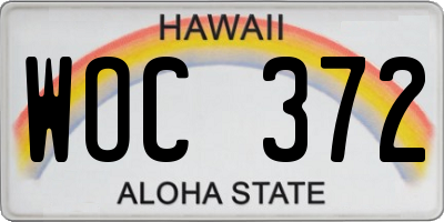 HI license plate WOC372