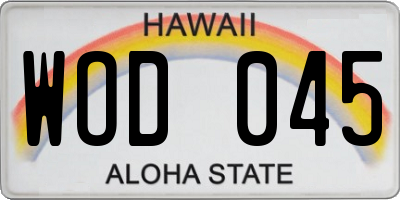 HI license plate WOD045
