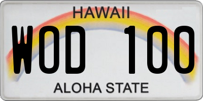 HI license plate WOD100
