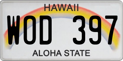 HI license plate WOD397