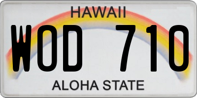 HI license plate WOD710