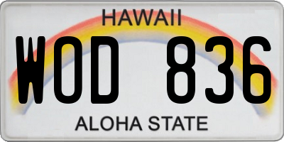 HI license plate WOD836