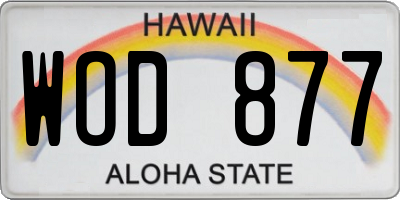 HI license plate WOD877