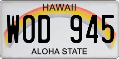 HI license plate WOD945