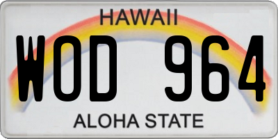HI license plate WOD964