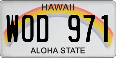 HI license plate WOD971