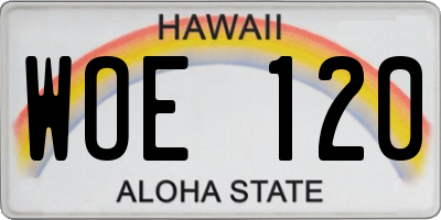 HI license plate WOE120