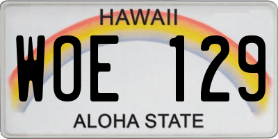 HI license plate WOE129