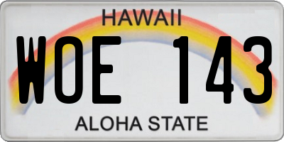 HI license plate WOE143