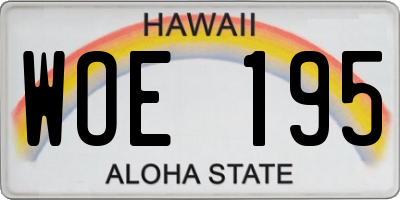 HI license plate WOE195