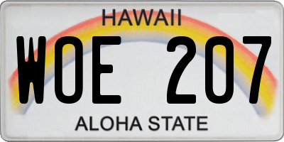 HI license plate WOE207