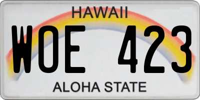 HI license plate WOE423
