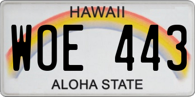 HI license plate WOE443