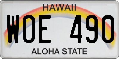 HI license plate WOE490