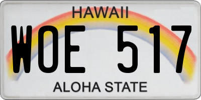 HI license plate WOE517