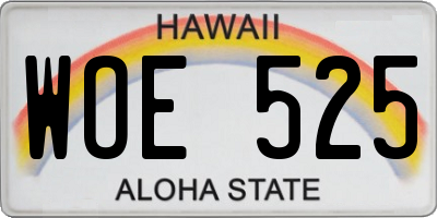 HI license plate WOE525