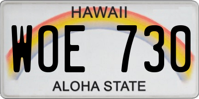 HI license plate WOE730