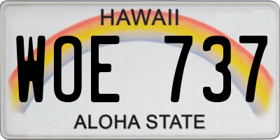 HI license plate WOE737