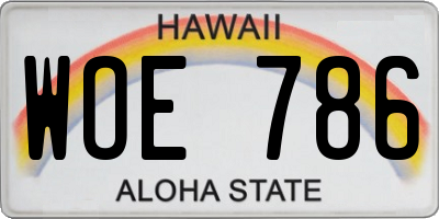 HI license plate WOE786