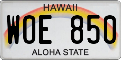 HI license plate WOE850