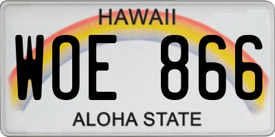 HI license plate WOE866