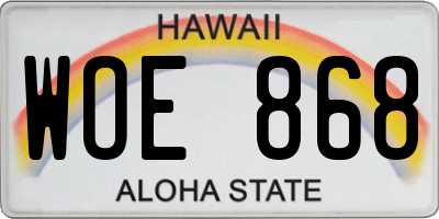 HI license plate WOE868