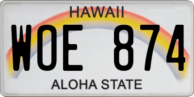 HI license plate WOE874