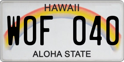 HI license plate WOF040