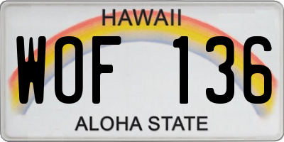 HI license plate WOF136
