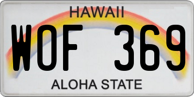 HI license plate WOF369