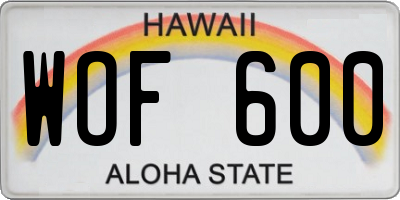 HI license plate WOF600