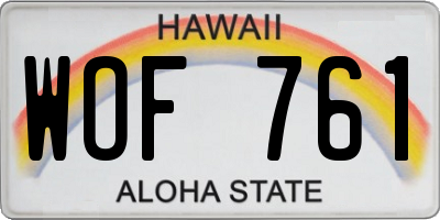 HI license plate WOF761