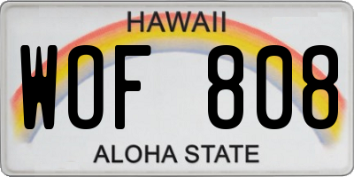 HI license plate WOF808