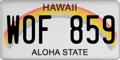HI license plate WOF859