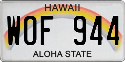 HI license plate WOF944