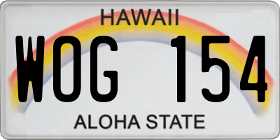 HI license plate WOG154