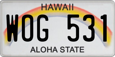 HI license plate WOG531