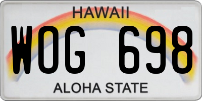 HI license plate WOG698