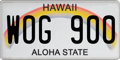 HI license plate WOG900