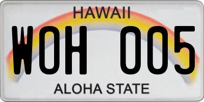 HI license plate WOH005