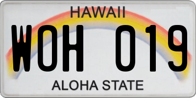 HI license plate WOH019