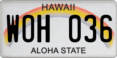 HI license plate WOH036
