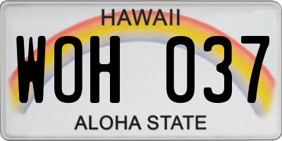 HI license plate WOH037