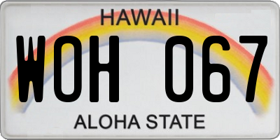 HI license plate WOH067