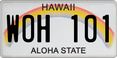 HI license plate WOH101