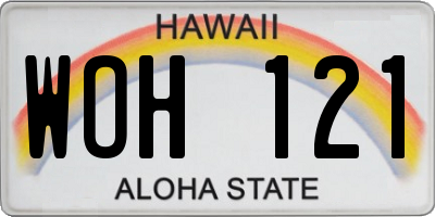 HI license plate WOH121