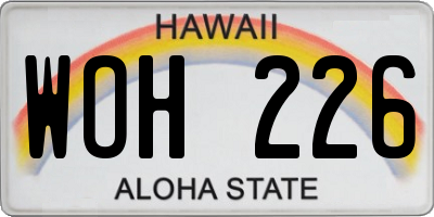 HI license plate WOH226