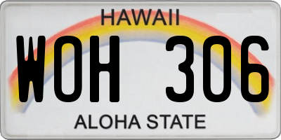 HI license plate WOH306