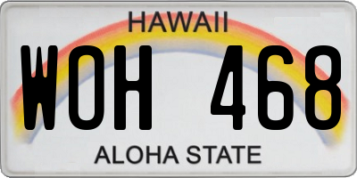 HI license plate WOH468